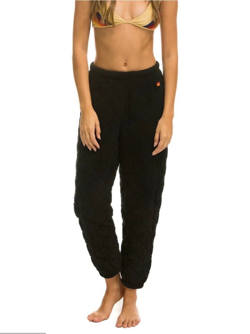 Aviator Nation Black Quilted Jogger Pants